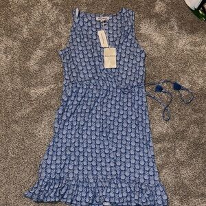 Blue Patterned Sleeveless Dress